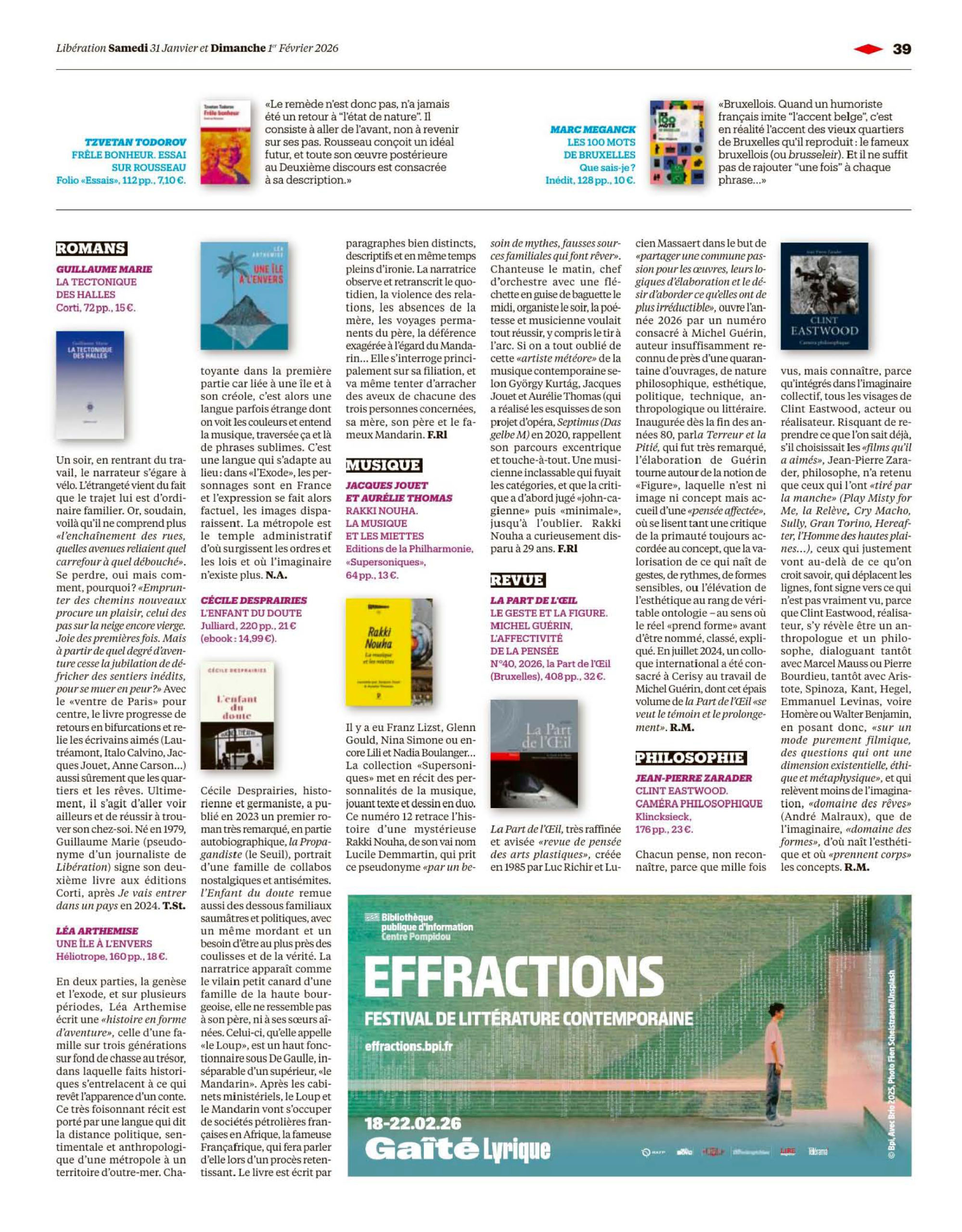 Recension de La Part de l&rsquo;Oeil n°40 dans Libération